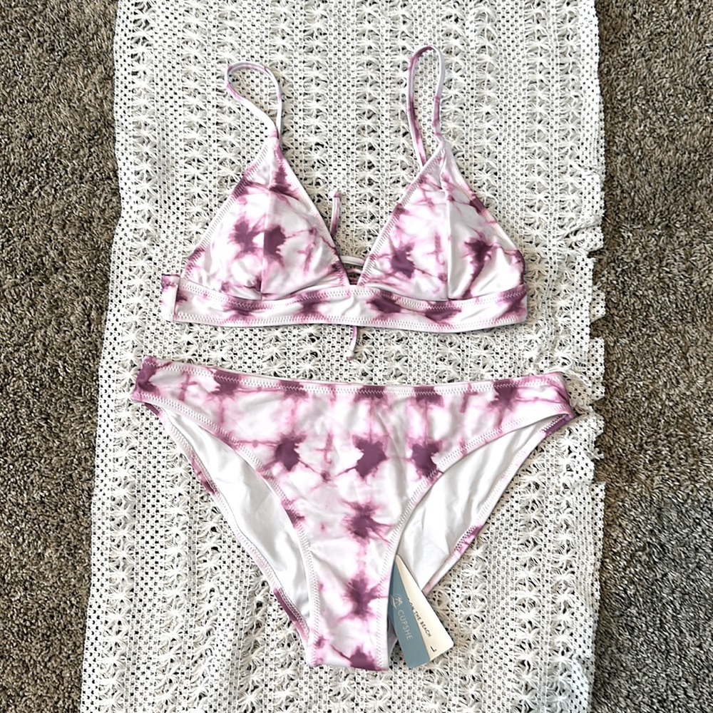 Cupshe purple and white tie-dye, two-piece bikini